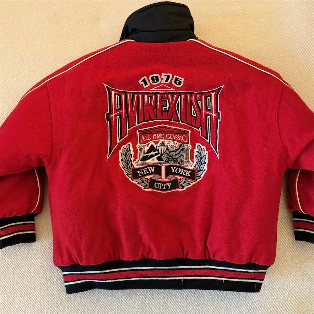 Children’s Avirex Vintage REVERSIBLE Varsity Bomber Jacket Snap Closure Size 4